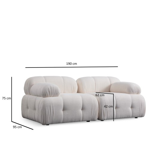 Διθέσιος Καναπές - Petite - Χρώμα Λευκό - 195x95x75εκ Διθέσιος Καναπές - Petite - Χρώμα Λευκό - 195x95x75εκ