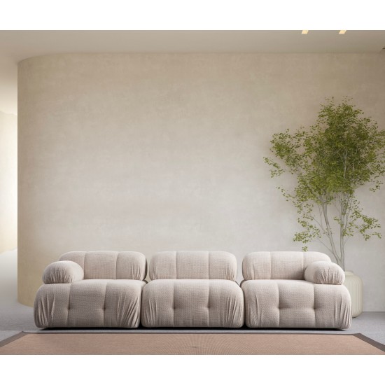 Τριθέσιος Καναπές - Petite - Χρώμα Cream - 290x95x75εκ