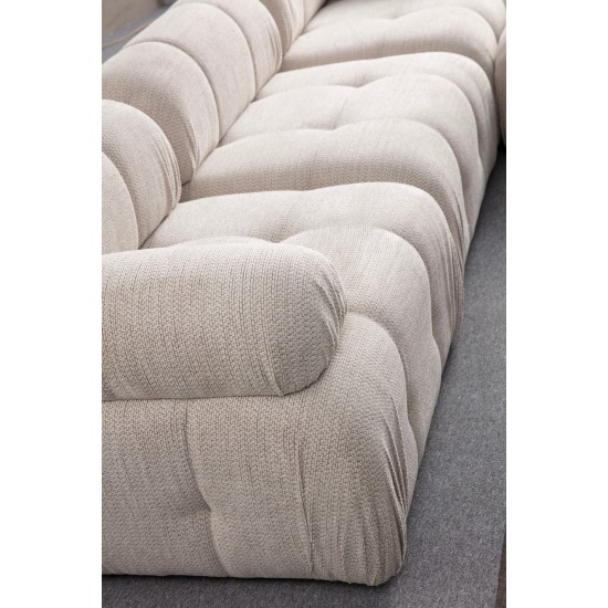 Τριθέσιος Καναπές - Petite - Χρώμα Cream - 290x95x75εκ