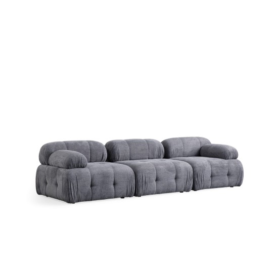 Τριθέσιος Καναπές - Petite - Χρώμα Γκρι- 290x95x75εκ