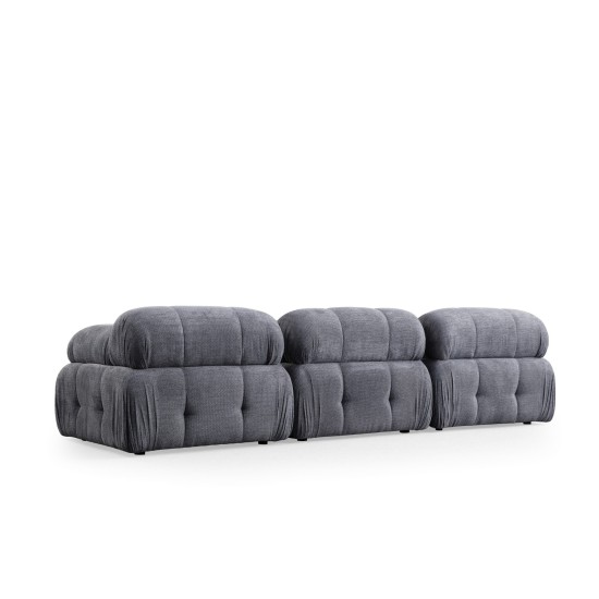 Τριθέσιος Καναπές - Petite - Χρώμα Γκρι- 290x95x75εκ