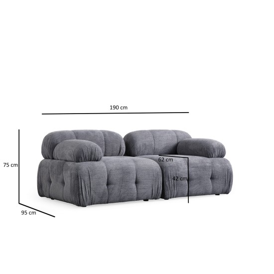 Διθέσιος Καναπές - Petite - Χρώμα Γκρι - 195x95x75εκ Διθέσιος Καναπές - Petite - Χρώμα Γκρι - 195x95x75εκ