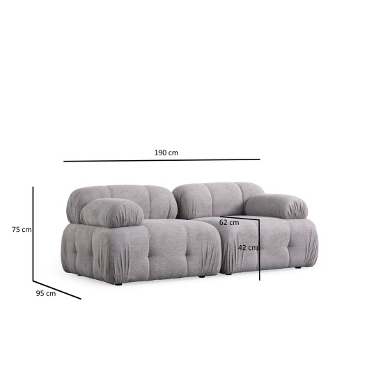 Διθέσιος Καναπές - Petite - Χρώμα Ανοιχτό Γκρι - 195x95x75εκ Διθέσιος Καναπές - Petite - Χρώμα Ανοιχτό Γκρι - 195x95x75εκ