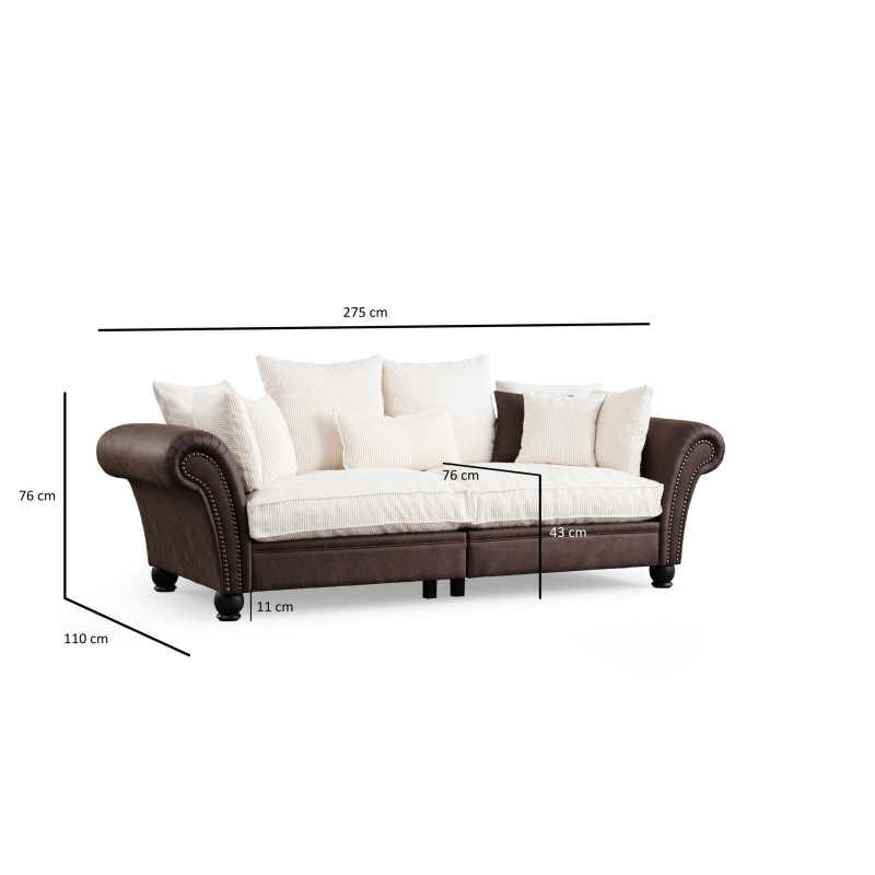 3-Seat Sofa Lawrence Lounge - Brown, White Brown
White