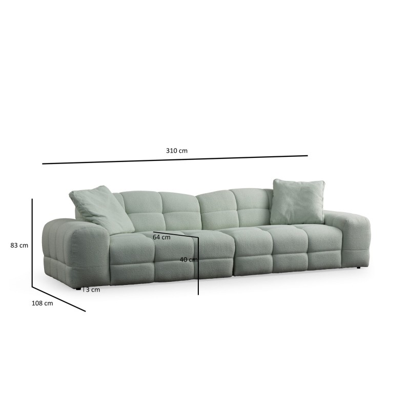 3-Seat Sofa Pescara Lounge (L2-2R) - Pale Green Pale Green