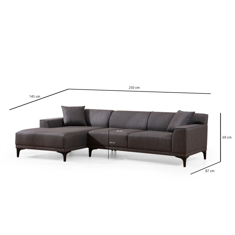 Corner Sofa Petra L Corner - Anthracite Anthracite