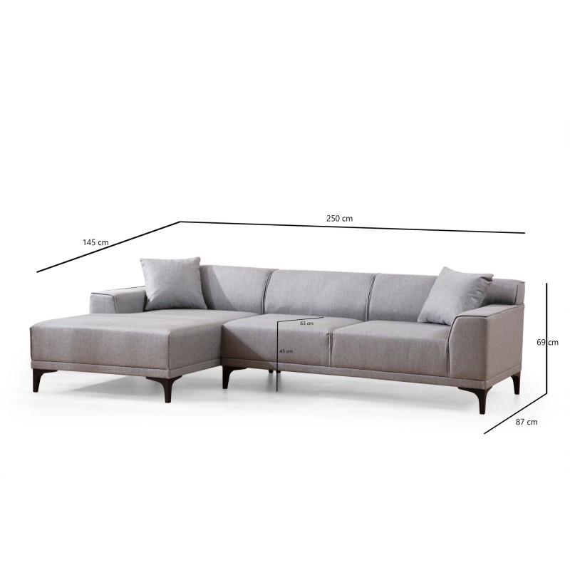 Corner Sofa Petra L Corner - Light Grey Light Grey