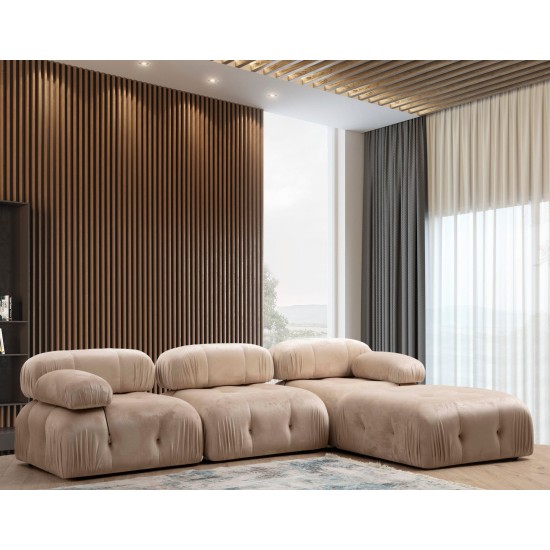 Γωνιακός Καναπές Bubble ( L1-O1-1R -Puf) - Χρώμα Cream - 288x95x75εκ Γωνιακός Καναπές Bubble ( L1-O1-1R -Puf) - Χρώμα Cream - 288x95x75εκ