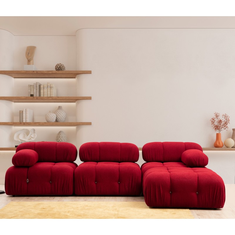Corner Sofa Bubble Corner ( L1-O1-1R -Puf) - Red Red