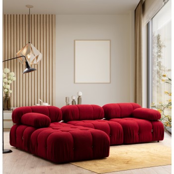 Corner Sofa Bubble Corner ( L1-O1-1R -Puf) - Red Red