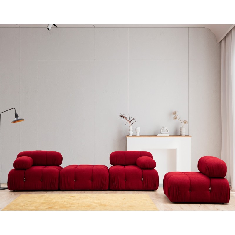 Corner Sofa Bubble Corner ( L1-O1-1R -Puf) - Red Red