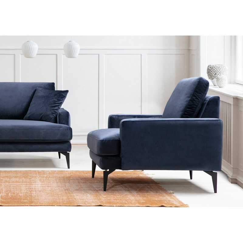 Atelier del Sofa Wing Chair Papira Armchair - Navy Blue Navy Blue