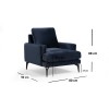 Atelier del Sofa Wing Chair Papira Armchair - Navy Blue Navy Blue