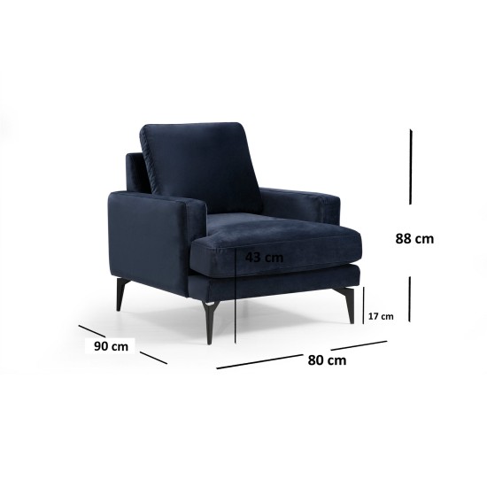 Wing Chair Papira Armchair - Navy Blue Navy Blue Atelier del Sofa Wing Chair Papira Armchair - Navy Blue Navy Blue