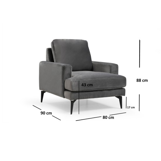 Wing Chair Papira Armchair - Anthracite Anthracite Atelier del Sofa Wing Chair Papira Armchair - Anthracite Anthracite
