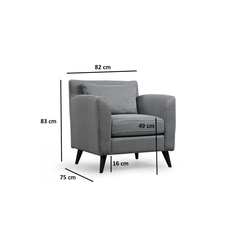 Wing Chair Nordic Armchair - Patterned Black
White