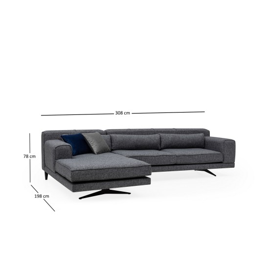 Corner Sofa Jivago Corner Left (Chl-2R) - Grey Grey Corner Sofa Jivago Corner Left (Chl-2R) - Grey Grey