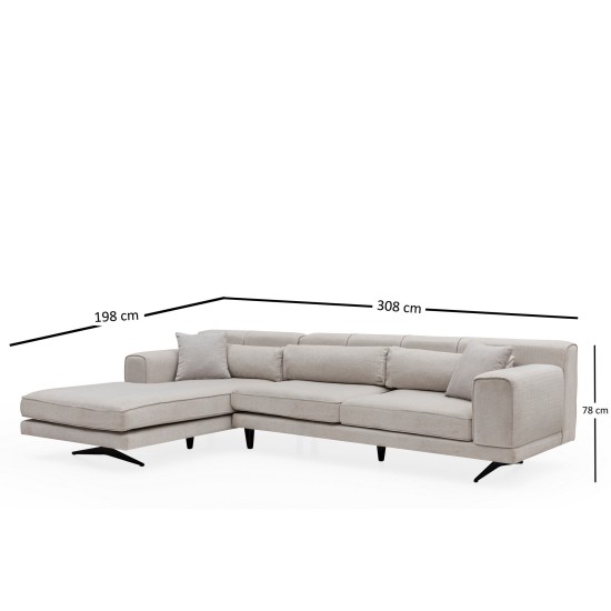 Corner Sofa Jivago Corner Left (Chl-2R) - Beige Beige Corner Sofa Jivago Corner Left (Chl-2R) - Beige Beige