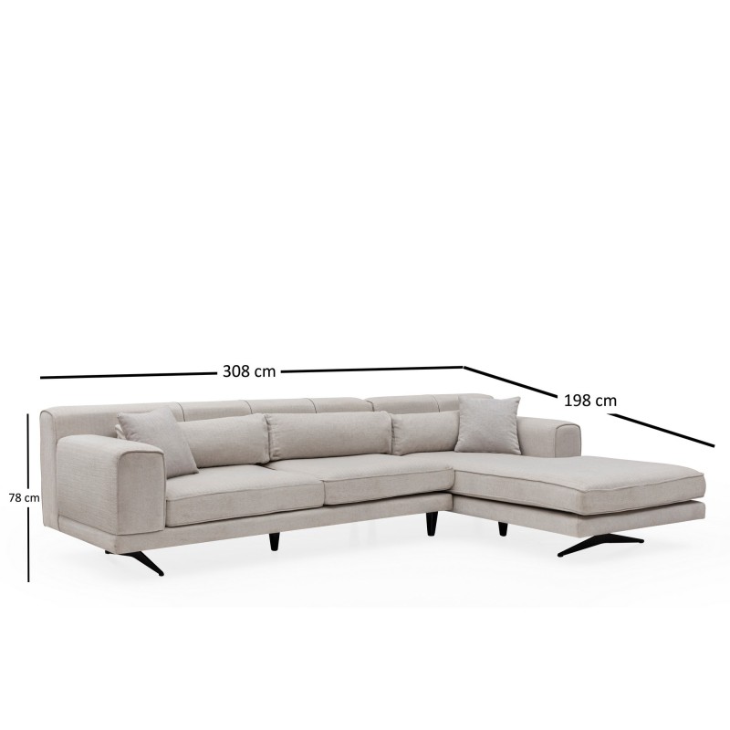 Corner Sofa Jivago Corner Right (L2-Chl) - Beige Beige