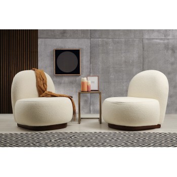 Wing Chair Tina - Bouclet White Bouclet White