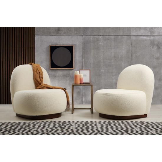 Wing Chair Tina - Bouclet White Bouclet White Atelier del Sofa Wing Chair Tina - Bouclet White Bouclet White