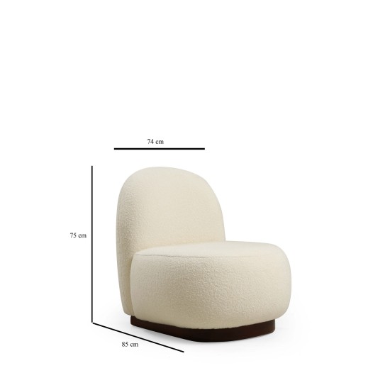 Wing Chair Tina - Bouclet White Bouclet White Atelier del Sofa Wing Chair Tina - Bouclet White Bouclet White
