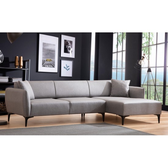 Corner Sofa Belissimo Right - Grey Grey Corner Sofa Belissimo Right - Grey Grey