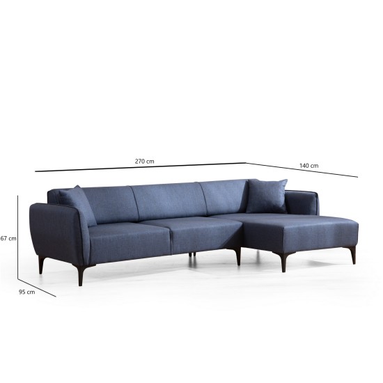 Corner Sofa Belissimo Right - Blue Blue Corner Sofa Belissimo Right - Blue Blue