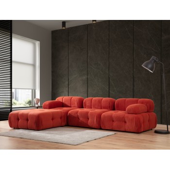 Γωνιακός Καναπές Doblo με Πουφ ( L1-O1-1R-Pouffe) - Χρώμα Red - 300x200x80εκ