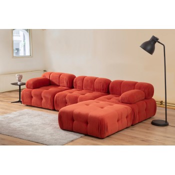 Γωνιακός Καναπές Doblo με Πουφ ( L1-O1-1R-Pouffe) - Χρώμα Red - 300x200x80εκ