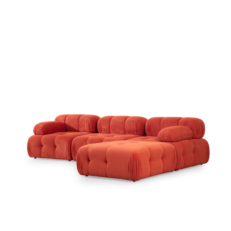 Γωνιακός Καναπές Doblo με Πουφ ( L1-O1-1R-Pouffe) - Χρώμα Red - 300x200x80εκ
