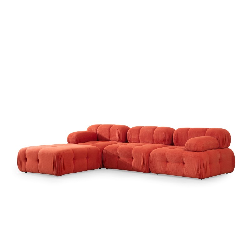 Γωνιακός Καναπές Doblo με Πουφ ( L1-O1-1R-Pouffe) - Χρώμα Red - 300x200x80εκ