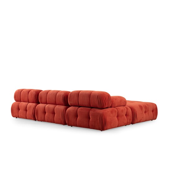 Corner Sofa Doblo 3 Seater with Pouffe ( L1-O1-1R-Pouffe) - Red Red Corner Sofa Doblo 3 Seater with Pouffe ( L1-O1-1R-Pouffe) - Red Red