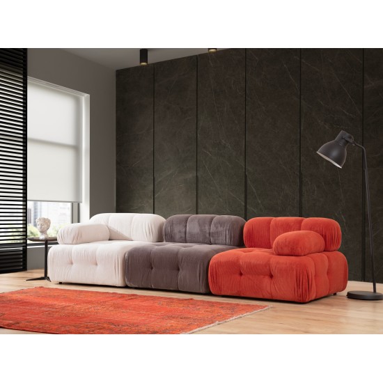 Τριθέσιος Καναπές Doblo ( L1-O1-1R) - Multicolor Κόκκινο Λευκό Γκρι - 315x105x80εκ