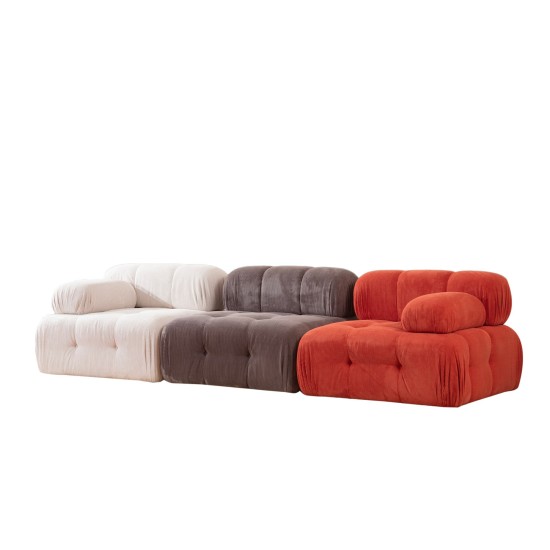 Τριθέσιος Καναπές Doblo ( L1-O1-1R) - Multicolor Κόκκινο Λευκό Γκρι - 315x105x80εκ