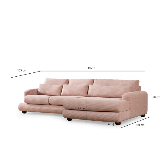 Corner Sofa River Corner Right (L2-Chl) Pink