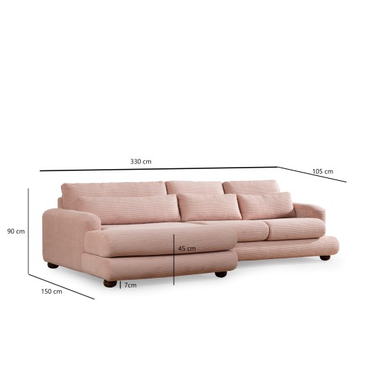 Corner Sofa River Corner Left (Chl-2R) Pink