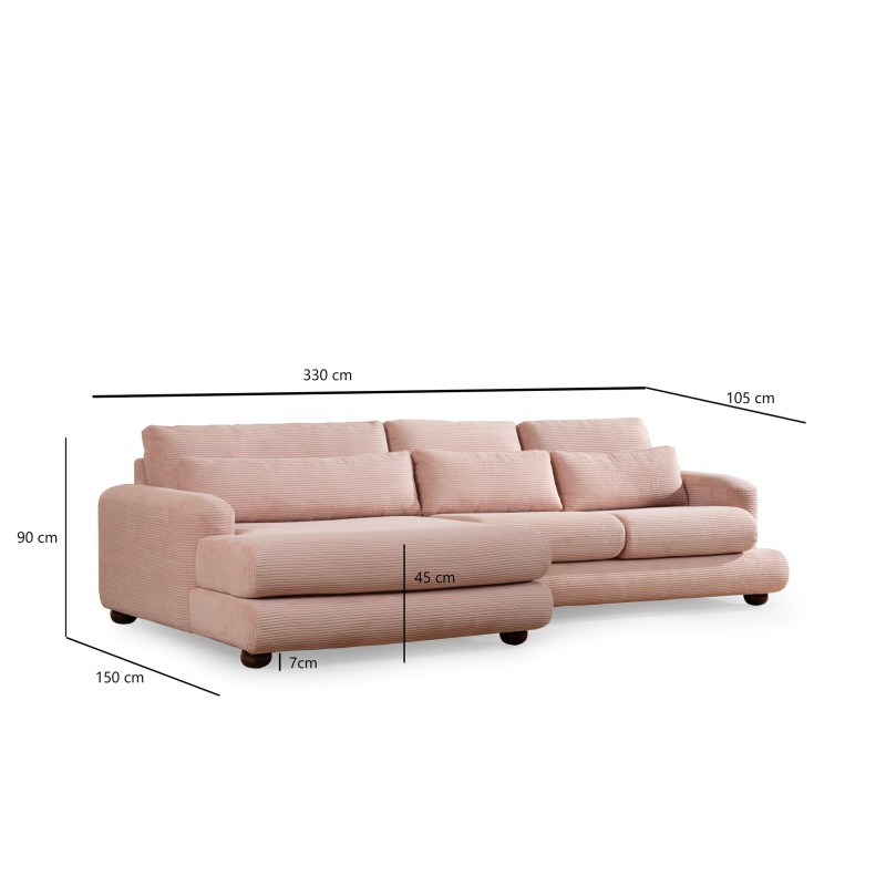 Corner Sofa River Corner Left (Chl-2R) Pink