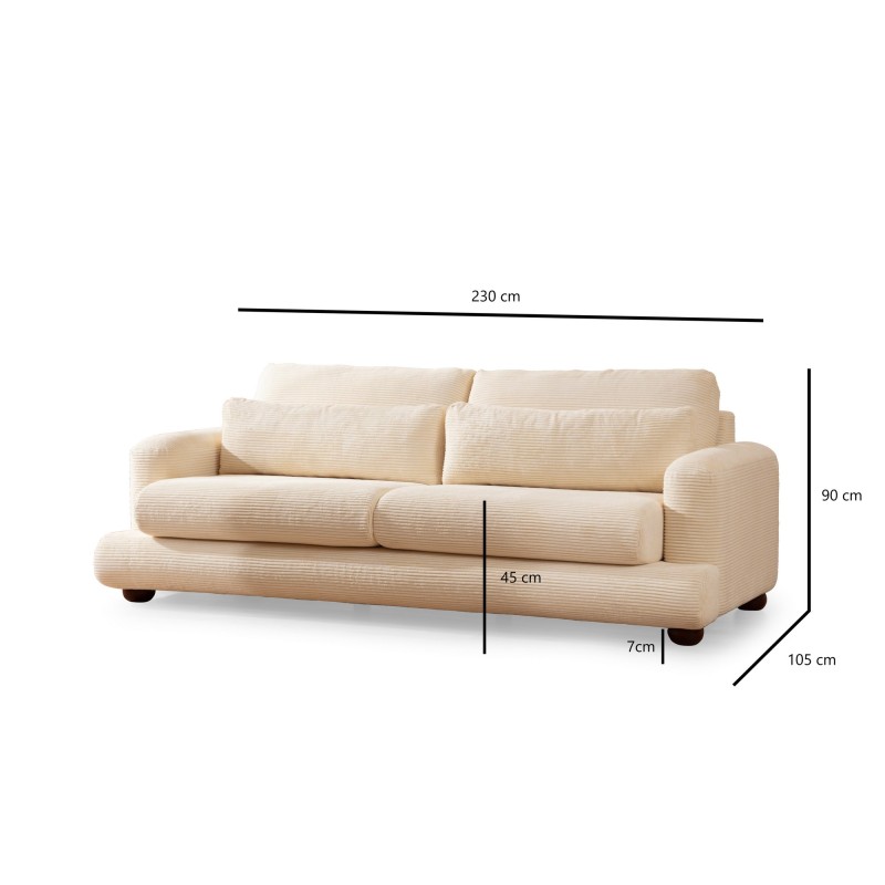 3-Seat Sofa River - Beige Beige