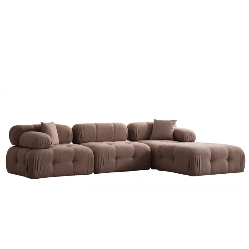 Γωνιακός Καναπές Doblo με Πουφ ( L1-O1-1R-Pouffe) - Χρώμα Cappuccino - 300x100x80εκ