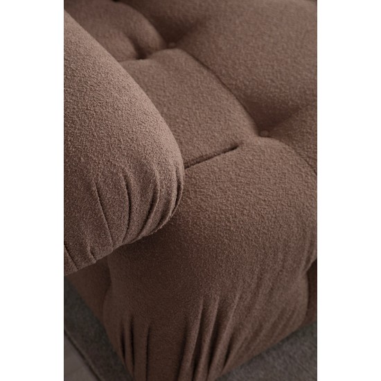 Corner Sofa Doblo 3 Seater with Pouffe ( L1-O1-1R-Pouffe) - Cappuccino Cappuccino
