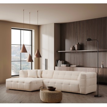 Γωνιακός Καναπές Cady Τριθέσιος - Αριστερή Γωνία - Χρώμα Μπεζ - 300x100x72εκ