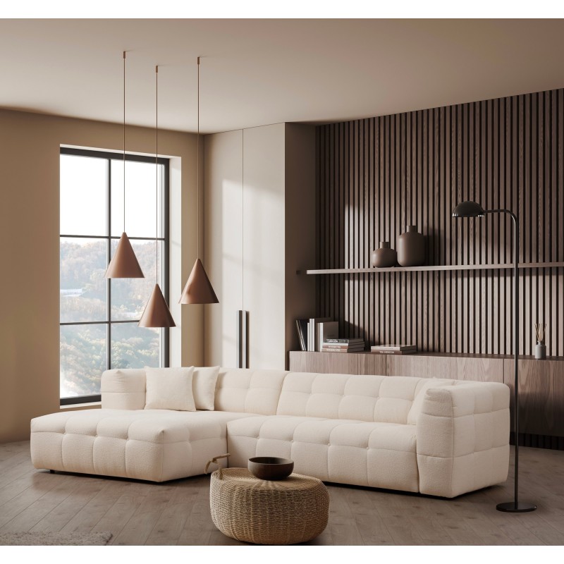 Γωνιακός Καναπές Cady Τριθέσιος - Αριστερή Γωνία - Χρώμα Μπεζ - 300x100x72εκ