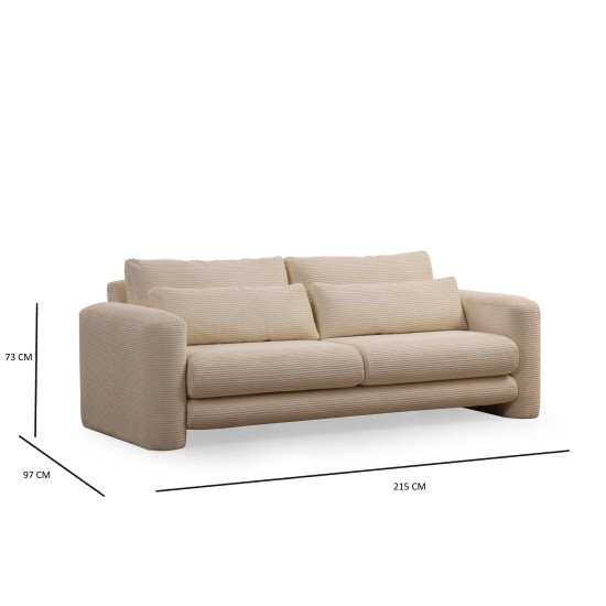 3-Seat Sofa Lily Beige - 3 Beige 3-Seat Sofa Lily Beige - 3 Beige