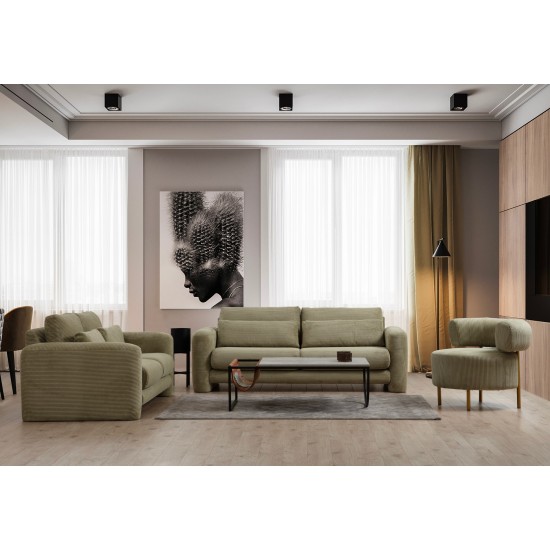 Καναπές 3θέσιος Lily 215x97x73εκ - Green