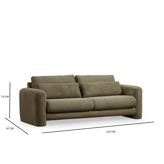Καναπές 3θέσιος Lily 215x97x73εκ - Green
