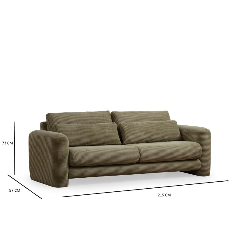 Καναπές 3θέσιος Lily 215x97x73εκ - Green