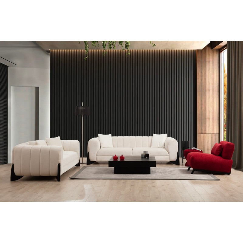 Τριθέσιος Καναπές - Sandreo - Χρώμα Λευκό - 248x100x70εκ