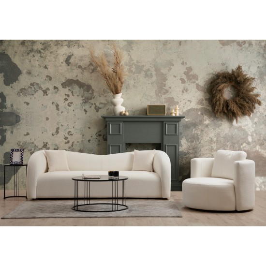 Καναπές Τριθέσιος  225x76x75εκ Asos Χρώμα Cream