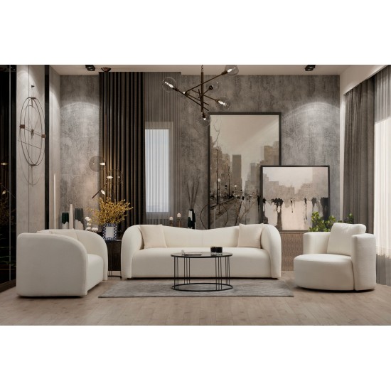 Καναπές Τριθέσιος  225x76x75εκ Asos Χρώμα Cream